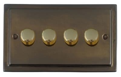 G&H TMBZ524-PB Trimline Plate Medium Bronze 4 Gang 1 or 2 Way LED Dimmer Switch
