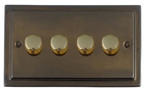 G&H TMBZ524-PB Trimline Plate Medium Bronze 4 Gang 1 or 2 Way LED Dimmer Switch