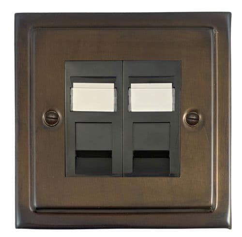 G&H TMBZ62B Trimline Plate Medium Bronze 2 Gang RJ45 Cat5e Data Socket Point