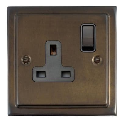 G&H TMBZ9B Trimline Plate Medium Bronze 1 Gang Single 13A Switched Plug Socket
