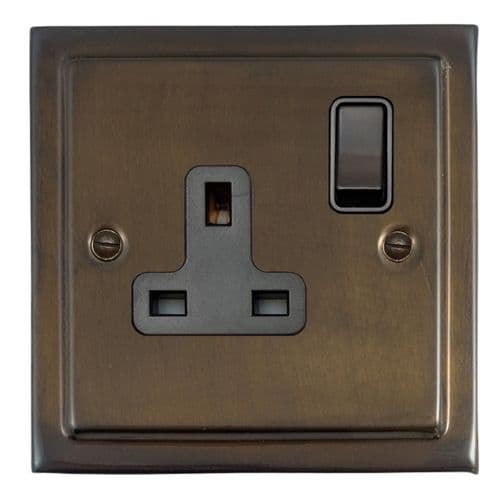 G&H TMBZ9B Trimline Plate Medium Bronze 1 Gang Single 13A Switched Plug Socket