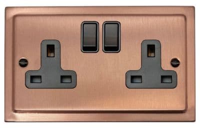 G&H TRG10B Trimline Plate Rose Gold 2 Gang Double 13A Switched Plug Socket