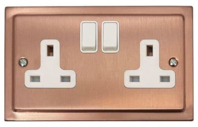 G&H TRG10W Trimline Plate Rose Gold 2 Gang Double 13A Switched Plug Socket