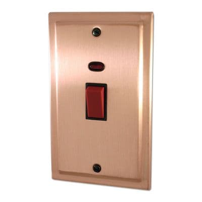 G&H TRG28B Trimline Plate Rose Gold 45 Amp DP Cooker Switch & Neon Vertical Plate