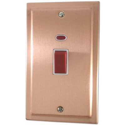 G&H TRG28W Trimline Plate Rose Gold 45 Amp DP Cooker Switch & Neon Vertical Plate