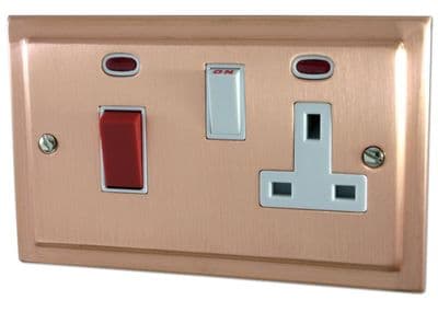 G&H TRG29W Trimline Plate Rose Gold 45 Amp DP Cooker Switch & 13A Switched Socket