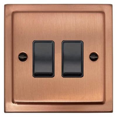 G&H TRG2B Trimline Plate Rose Gold 2 Gang 1 or 2 Way Rocker Light Switch
