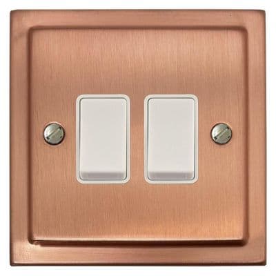 G&H TRG2W Trimline Plate Rose Gold 2 Gang 1 or 2 Way Rocker Light Switch