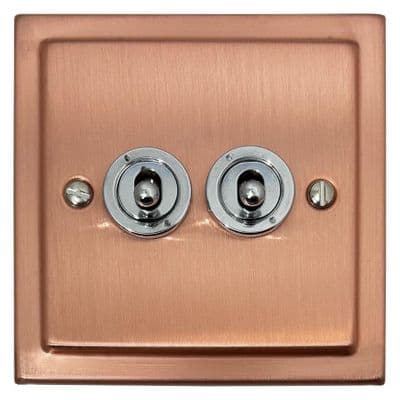 G&H TRG382-PC Trimline Plate Rose Gold 2 Gang 1 or 2 Way Toggle Light Switch