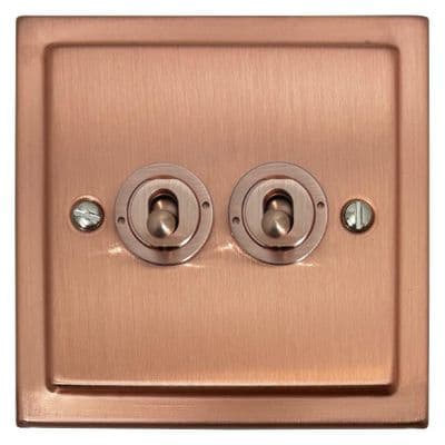 G&H TRG382-RG Trimline Plate Rose Gold 2 Gang 1 or 2 Way Toggle Light Switch