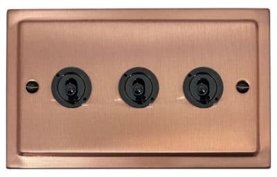 G&H TRG383-FBK Trimline Plate Rose Gold 3 Gang 1 or 2 Way Toggle Light Switch
