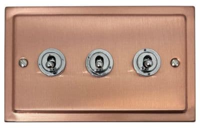 G&H TRG383-PC Trimline Plate Rose Gold 3 Gang 1 or 2 Way Toggle Light Switch