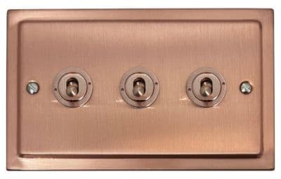 G&H TRG383-RG Trimline Plate Rose Gold 3 Gang 1 or 2 Way Toggle Light Switch