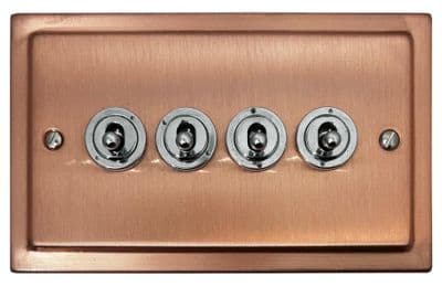G&H TRG384-PC Trimline Plate Rose Gold 4 Gang 1 or 2 Way Toggle Light Switch