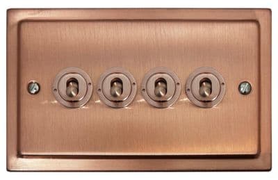 G&H TRG384-RG Trimline Plate Rose Gold 4 Gang 1 or 2 Way Toggle Light Switch