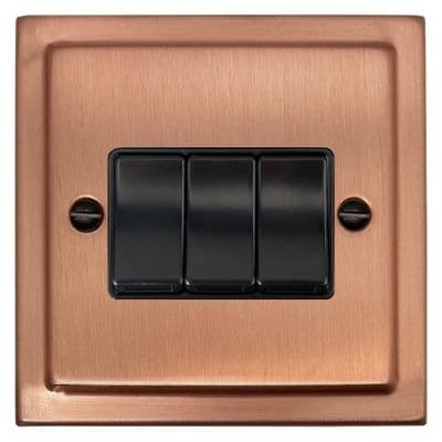 G&H TRG3B Trimline Plate Rose Gold 3 Gang 1 or 2 Way Rocker Light Switch