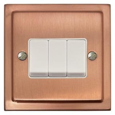 G&H TRG3W Trimline Plate Rose Gold 3 Gang 1 or 2 Way Rocker Light Switch