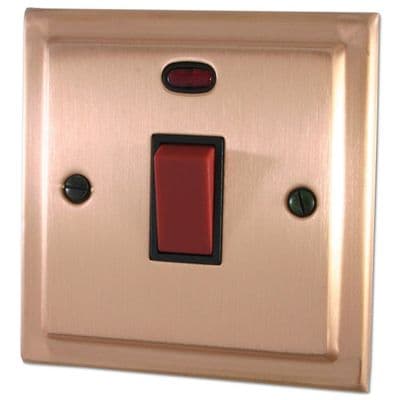 G&H TRG46B Trimline Plate Rose Gold 45 Amp DP Cooker Switch & Neon Single Plate