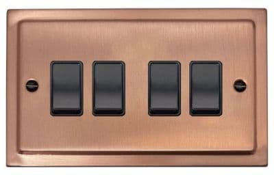 G&H TRG4B Trimline Plate Rose Gold 4 Gang 1 or 2 Way Rocker Light Switch