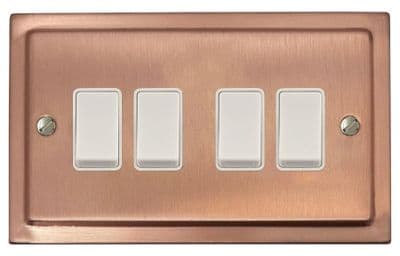 G&H TRG4W Trimline Plate Rose Gold 4 Gang 1 or 2 Way Rocker Light Switch