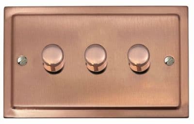 G&H TRG523 Trimline Plate Rose Gold 3 Gang 1 or 2 Way LED Dimmer Switch