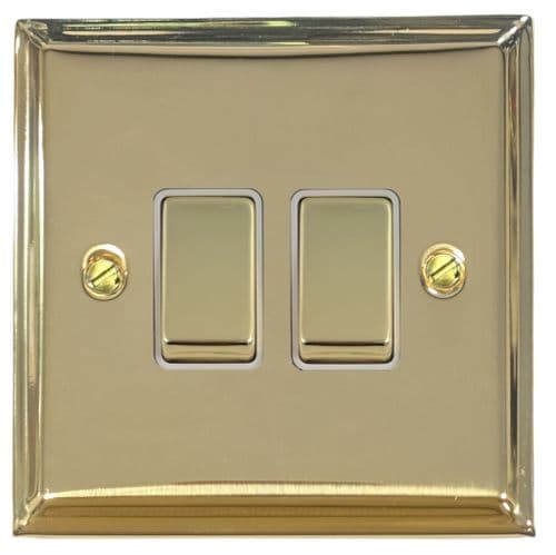 G&H VB202 Victorian Plate Polished Brass 2 Gang 1 or 2 Way Rocker Light Switch