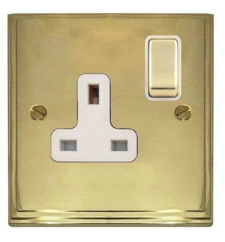 G&H VB209 Victorian Plate Polished Brass 1 Gang Single 13A Switched Plug Socket