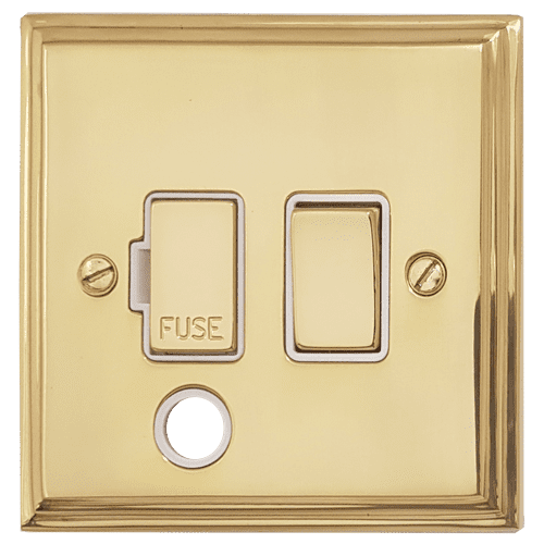 G&H VB256 Victorian Plate Polished Brass 1 Gang Fused Spur 13A Switched & Flex Outlet