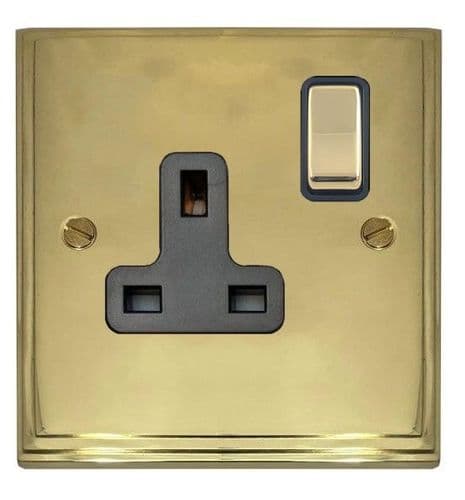 G&H VB309 Victorian Plate Polished Brass 1 Gang Single 13A Switched Plug Socket