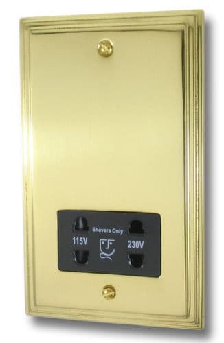 G&H VB30B Victorian Plate Polished Brass Dual Voltage Shaver Socket 115-230V