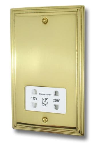 G&H VB30W Victorian Plate Polished Brass Dual Voltage Shaver Socket 115-230V