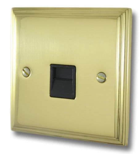 G&H VB34B Victorian Plate Polished Brass 1 Gang Slave BT Telephone Socket