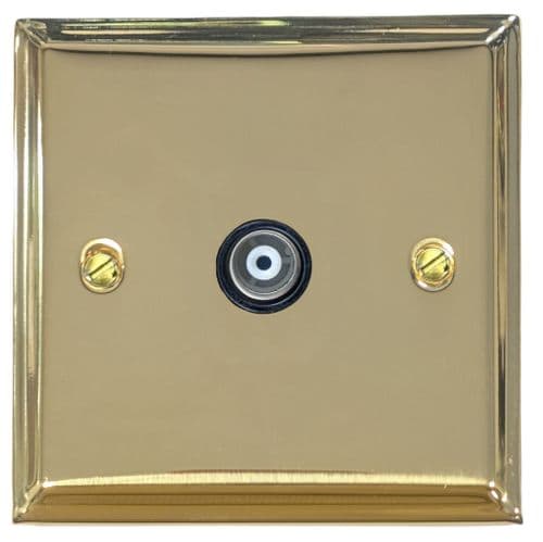 G&H VB35B Victorian Plate Polished Brass 1 Gang TV Coax Socket Point