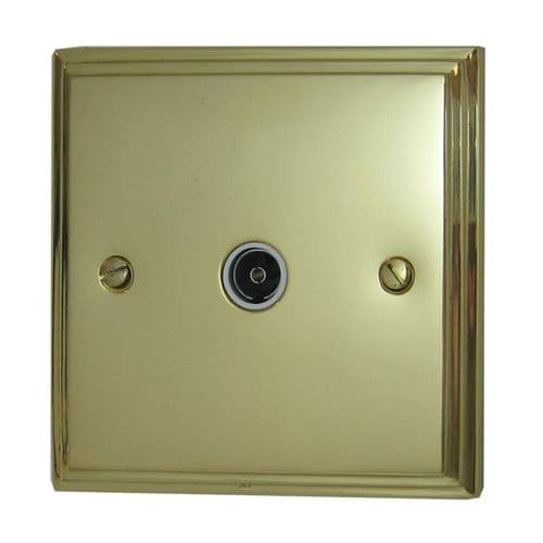 G&H VB35W Victorian Plate Polished Brass 1 Gang TV Coax Socket Point