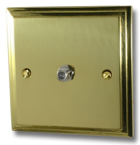 G&H VB37 Victorian Plate Polished Brass 1 Gang Single Satellite Point Socket