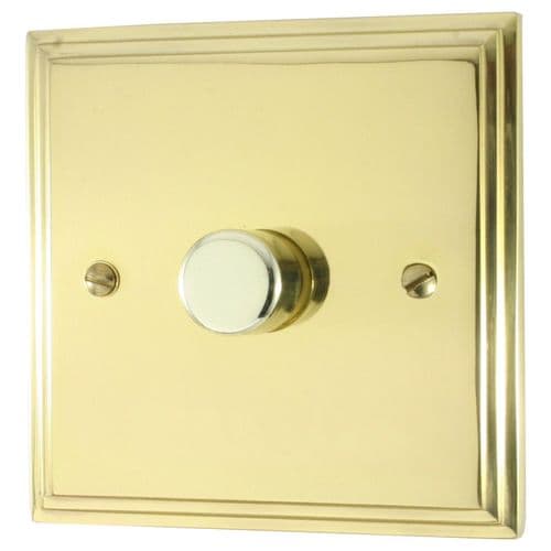 G&H VB521 Victorian Plate Polished Brass 1 Gang 1 or 2 Way LED Dimmer Switch