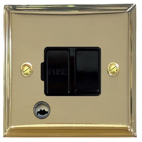 G&H VB56B Victorian Plate Polished Brass 1 Gang Fused Spur 13A Switched & Flex Outlet