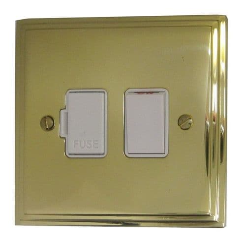 G&H VB57W Victorian Plate Polished Brass 1 Gang Fused Spur 13A Switched