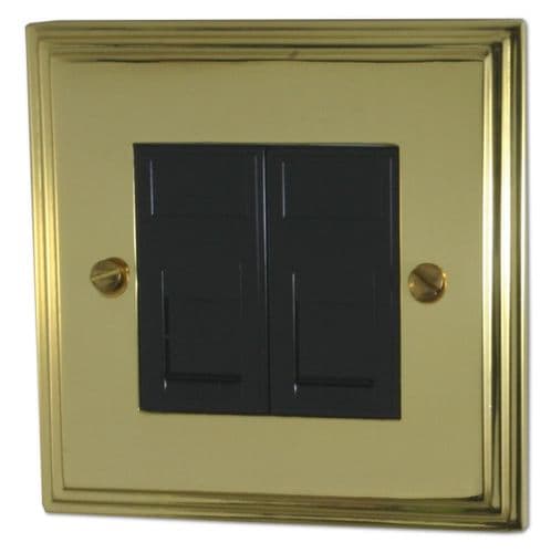G&H VB62B Victorian Plate Polished Brass 2 Gang RJ45 Cat5e Data Socket Point