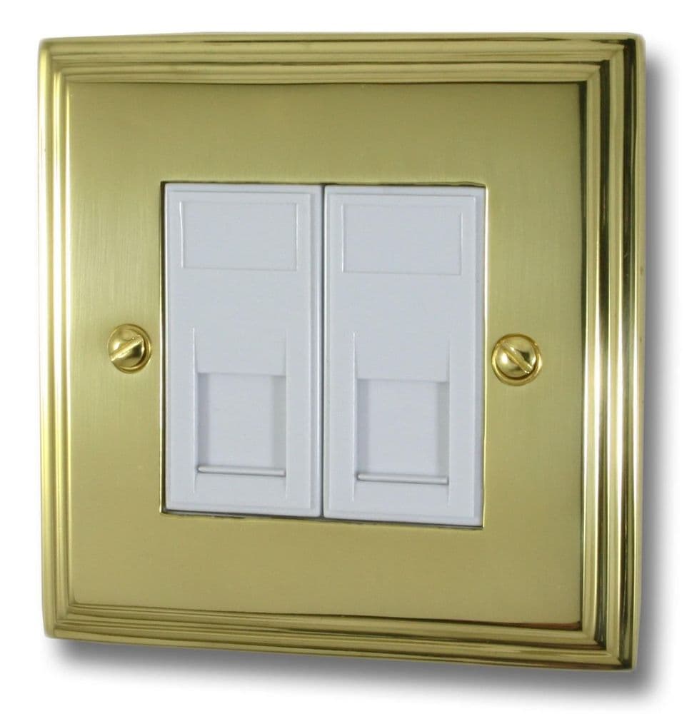 G&H VB62W Victorian Plate Polished Brass 2 Gang RJ45 Cat5e Data Socket ...