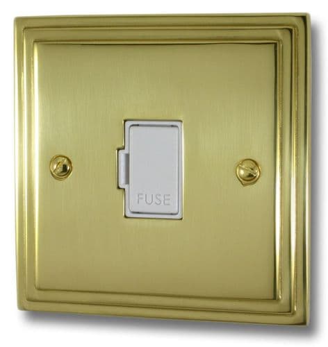 G&H VB90W Victorian Plate Polished Brass 1 Gang Fused Spur 13A Unswitched