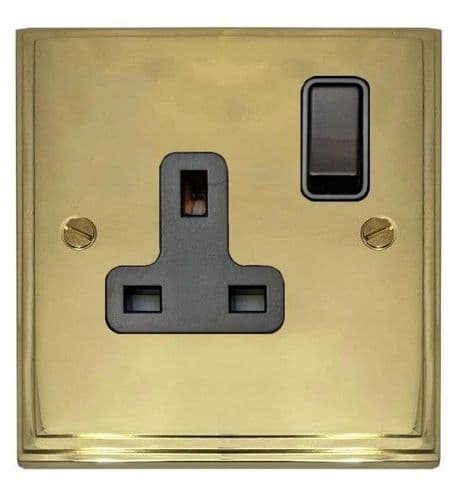 G&H VB9B Victorian Plate Polished Brass 1 Gang Single 13A Switched Plug Socket