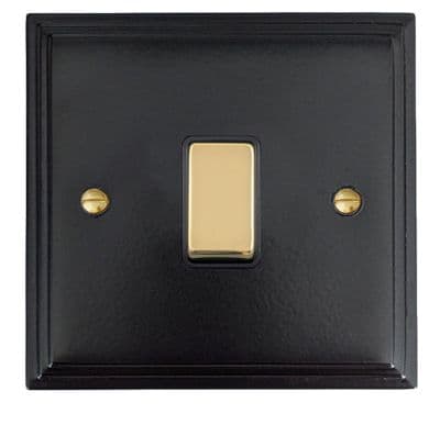 G&H VFB301-PB Victorian Plate Matt Black 1 Gang 1 or 2 Way Rocker Light Switch