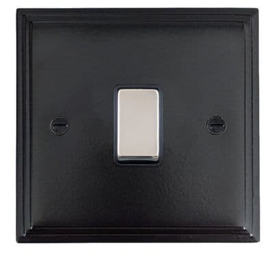 G&H VFB301-PC Victorian Plate Matt Black 1 Gang 1 or 2 Way Rocker Light Switch