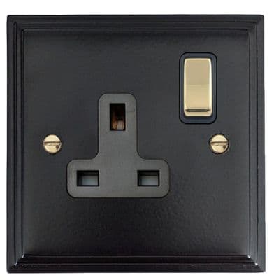 G&H VFB309-PB Victorian Plate Matt Black 1 Gang Single 13A Switched Plug Socket