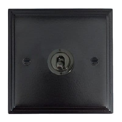 G&H VFB381-BN Victorian Plate Matt Black 1 Gang 2 Way Toggle Light Switch