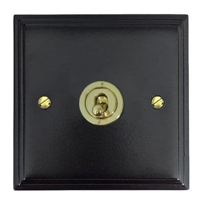 G&H VFB381-PB Victorian Plate Matt Black 1 Gang 2 Way Toggle Light Switch