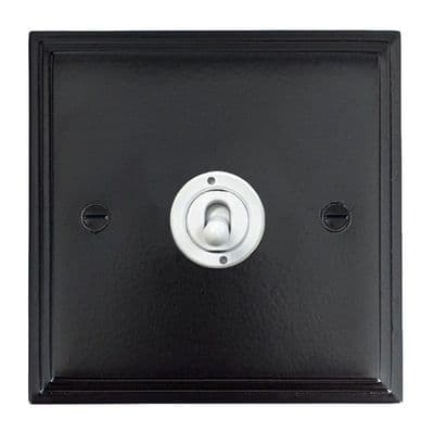 G&H VFB381-W Victorian Plate Matt Black 1 Gang 2 Way Toggle Light Switch