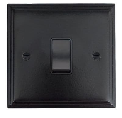 G&H VFB5B Victorian Plate Matt Black 1 Gang Intermediate Rocker Light Switch