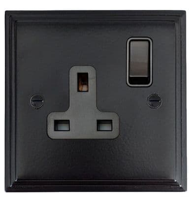 G&H VFB9B Victorian Plate Matt Black 1 Gang Single 13A Switched Plug Socket